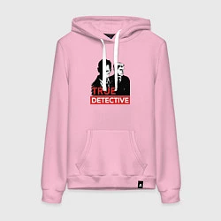 Толстовка-худи хлопковая женская True Detective, цвет: светло-розовый