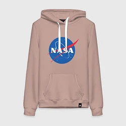 Толстовка-худи хлопковая женская NASA: Logo, цвет: пыльно-розовый