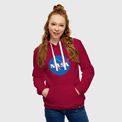 Толстовка-худи хлопковая женская NASA: Logo, цвет: маджента — фото 2