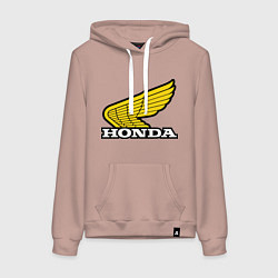 Толстовка-худи хлопковая женская Honda, цвет: пыльно-розовый