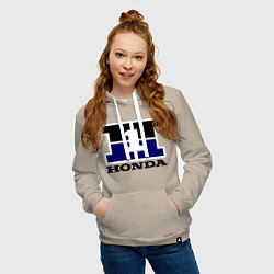 Толстовка-худи хлопковая женская Honda, цвет: миндальный — фото 2