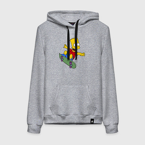 Женская толстовка-худи Барт на скейте / Меланж – фото 1