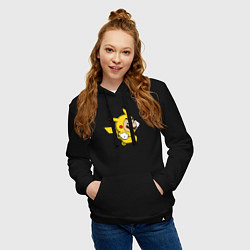 Толстовка-худи хлопковая женская Pika Suit, цвет: черный — фото 2