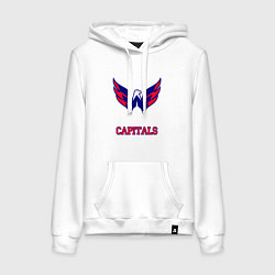 Толстовка-худи хлопковая женская Washington Capitals, цвет: белый