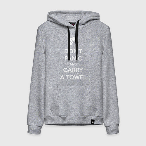 Женская толстовка-худи Dont panic & Carry a Towel / Меланж – фото 1