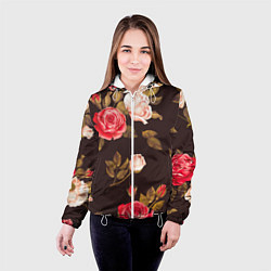 Куртка с капюшоном женская Мотив из роз, цвет: 3D-белый — фото 2