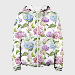 Куртка с капюшоном женская Цветы и бабочки 4, цвет: 3D-белый