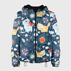 Куртка с капюшоном женская Котята, цвет: 3D-черный