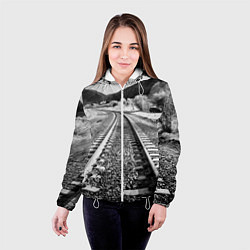 Куртка с капюшоном женская Железная дорога, цвет: 3D-белый — фото 2