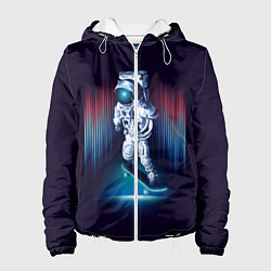 Куртка с капюшоном женская Космический скейтбордист, цвет: 3D-белый