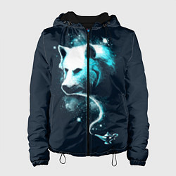 Куртка с капюшоном женская Галактический волк, цвет: 3D-черный