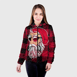 Куртка с капюшоном женская Санта хипстер, цвет: 3D-черный — фото 2