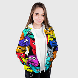 Куртка с капюшоном женская Кошачьи мордочки, цвет: 3D-белый — фото 2
