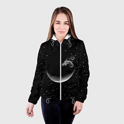 Куртка с капюшоном женская Астронавт байкер, цвет: 3D-белый — фото 2