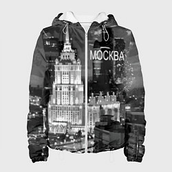 Куртка с капюшоном женская Огни ночной Москвы, цвет: 3D-белый