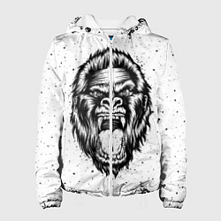 Куртка с капюшоном женская Рык гориллы, цвет: 3D-белый