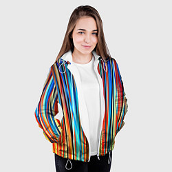 Куртка с капюшоном женская Colored stripes, цвет: 3D-белый — фото 2