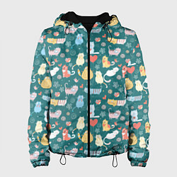 Куртка с капюшоном женская Счастливые котики, цвет: 3D-черный