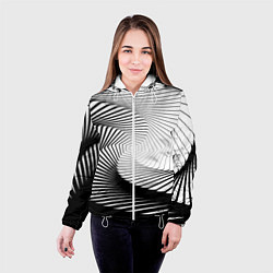 Куртка с капюшоном женская Оптический узор, цвет: 3D-белый — фото 2