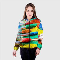 Куртка с капюшоном женская Кисти и краски, цвет: 3D-черный — фото 2