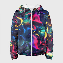 Куртка с капюшоном женская Неоновая вода, цвет: 3D-белый