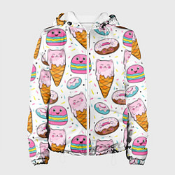 Куртка с капюшоном женская Сладкие котики, цвет: 3D-белый