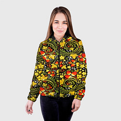 Куртка с капюшоном женская Khokhloma pattern, цвет: 3D-черный — фото 2