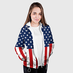 Куртка с капюшоном женская Флаг США, цвет: 3D-белый — фото 2