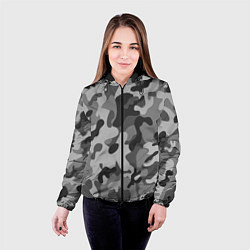 Куртка с капюшоном женская Ночной Камуфляж 1, цвет: 3D-черный — фото 2
