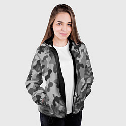 Куртка с капюшоном женская Ночной Камуфляж 1, цвет: 3D-черный — фото 2
