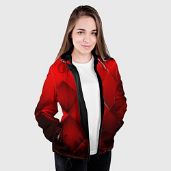 Куртка с капюшоном женская Red squares, цвет: 3D-черный — фото 2