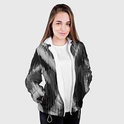 Куртка с капюшоном женская Черно-белая штриховка, цвет: 3D-белый — фото 2