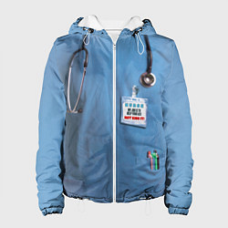 Куртка с капюшоном женская Костюм врача, цвет: 3D-белый