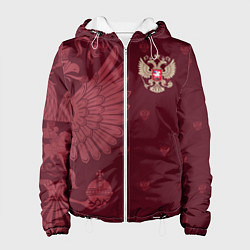 Куртка с капюшоном женская Герб России - золотой, цвет: 3D-белый