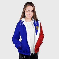 Куртка с капюшоном женская Герб РФ Триколор, цвет: 3D-белый — фото 2