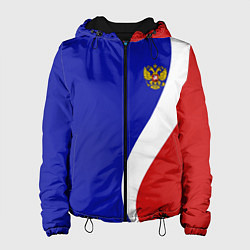 Куртка с капюшоном женская Герб РФ Триколор, цвет: 3D-черный