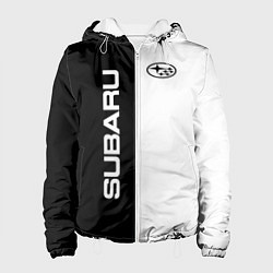 Куртка с капюшоном женская Subaru B&W, цвет: 3D-белый