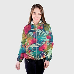 Куртка с капюшоном женская Тропический мотив, цвет: 3D-белый — фото 2