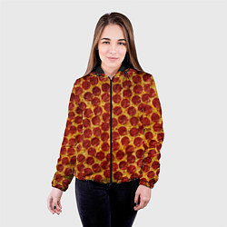 Куртка с капюшоном женская Пицца пепперони, цвет: 3D-черный — фото 2