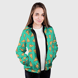 Куртка с капюшоном женская Стиль пиццы, цвет: 3D-черный — фото 2