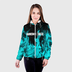 Куртка с капюшоном женская R6S: Turquoise Flame, цвет: 3D-белый — фото 2
