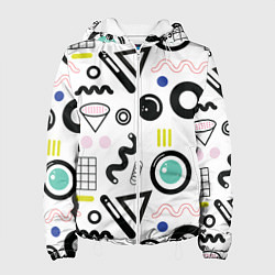 Куртка с капюшоном женская Минималистичная геометрия, цвет: 3D-белый