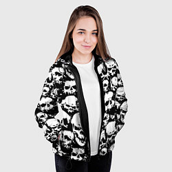 Куртка с капюшоном женская Черепа ужаса, цвет: 3D-черный — фото 2