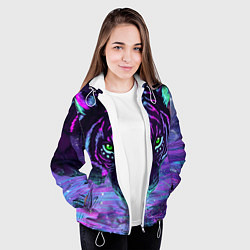 Куртка с капюшоном женская Неоновый тигр, цвет: 3D-белый — фото 2