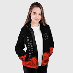 Куртка с капюшоном женская 21 Pilots: Red & Black, цвет: 3D-черный — фото 2