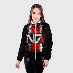 Куртка с капюшоном женская Mass Effect N7, цвет: 3D-белый — фото 2