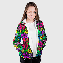 Куртка с капюшоном женская Яркий гибискус, цвет: 3D-белый — фото 2