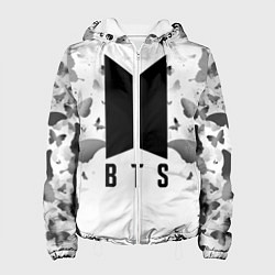 Куртка с капюшоном женская BTS: Grey Butterflies, цвет: 3D-белый