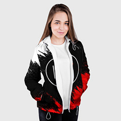 Куртка с капюшоном женская 21 Pilots: Black & Red, цвет: 3D-белый — фото 2