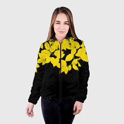 Куртка с капюшоном женская Желтые Листья - Минимализм, цвет: 3D-черный — фото 2